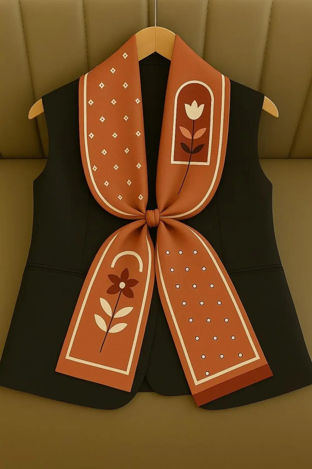 Özel Desenli Atkılar Turuncu Çiçek Desenli