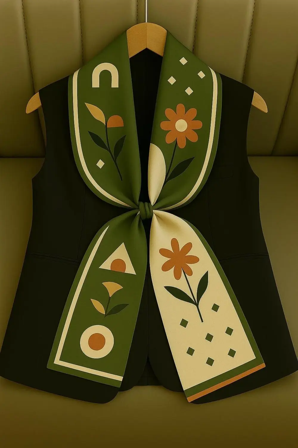 Özel Desenli Atkılar Yeşil İkon Desenli