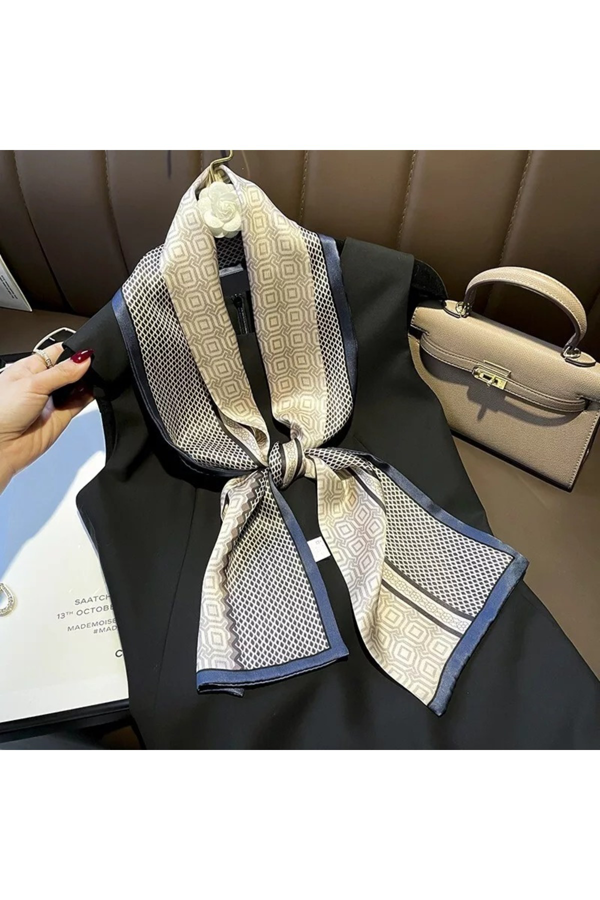 Özel Desenli Atkılar Mavi Siyah Renk Desenli