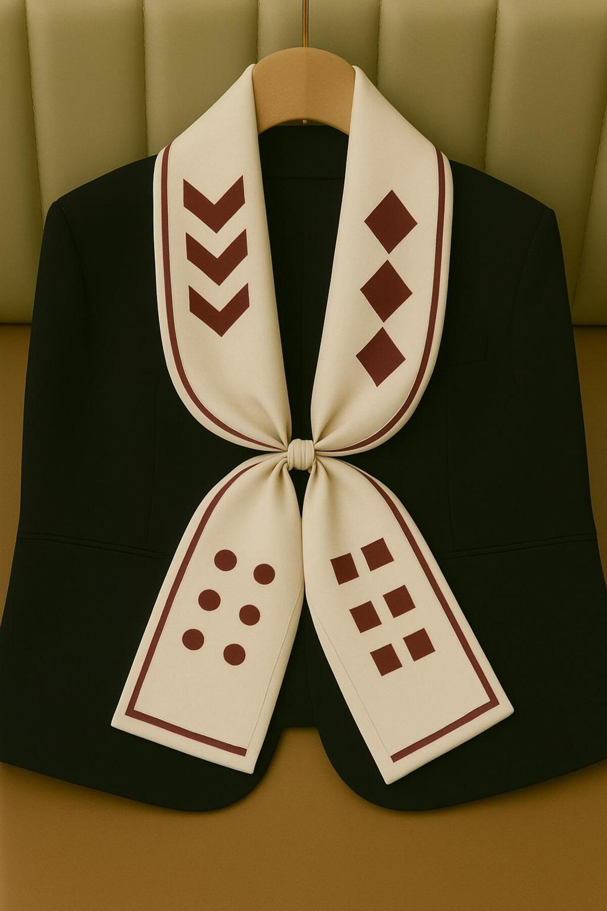 Özel Desenli Atkılar Beyaz Renk İkon Desenli