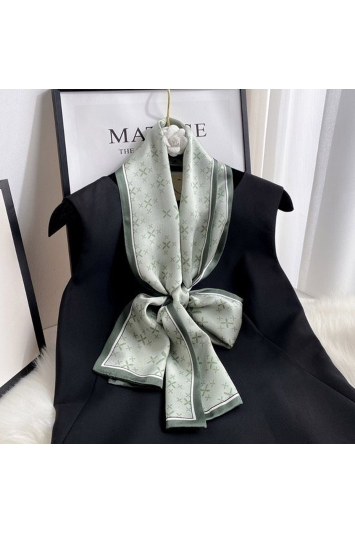 Özel Desenli Atkılar Yeşil İkonlar Desenli