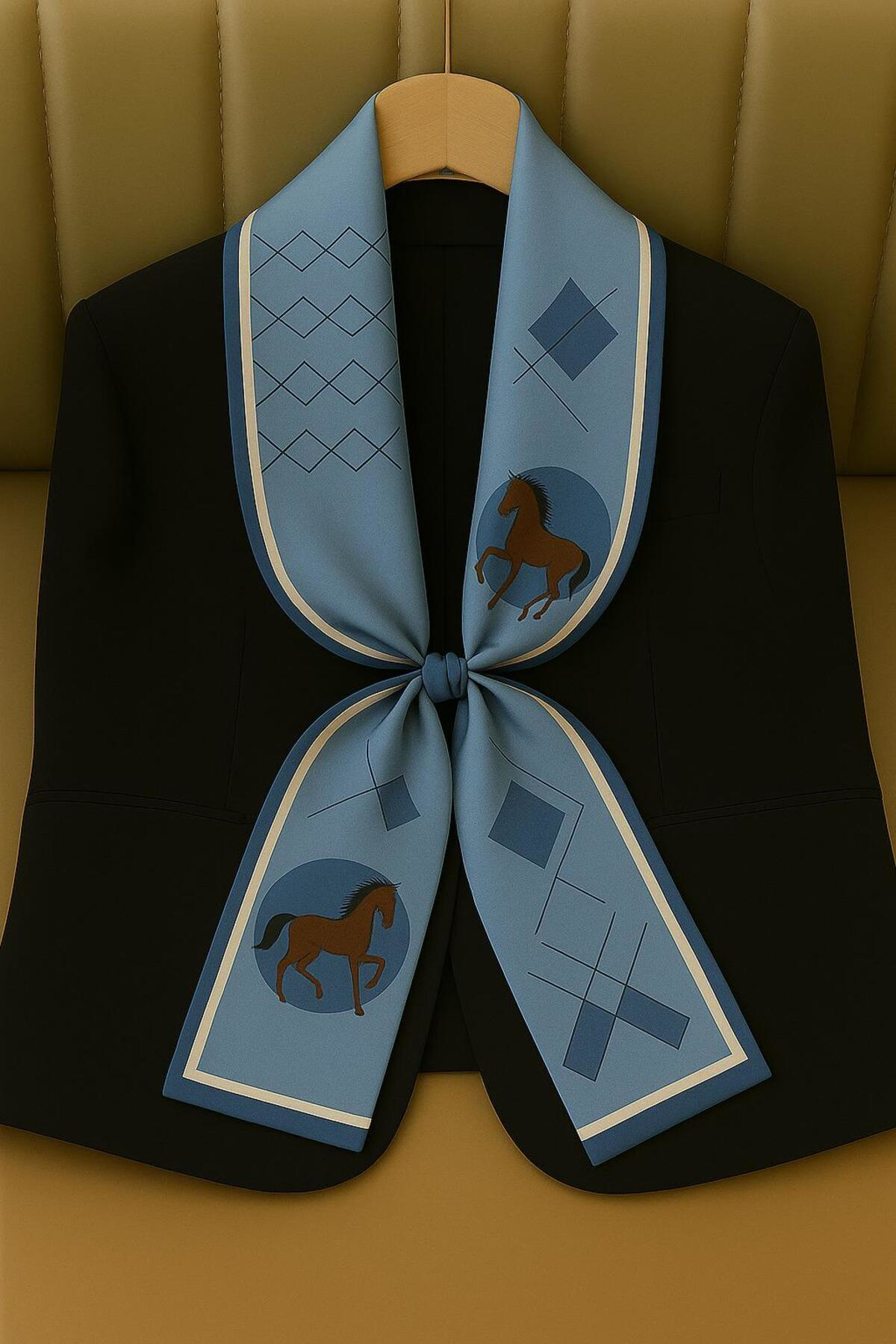 Özel Desenli Atkılar Mavi At Desenli