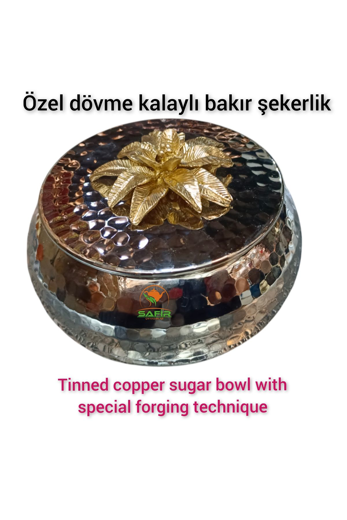 Safir Çay Kazanlari Özel Dövme Kalaylı Bakır Şekerlik Bakır Şekerdanlık Bakır Lokumlu
