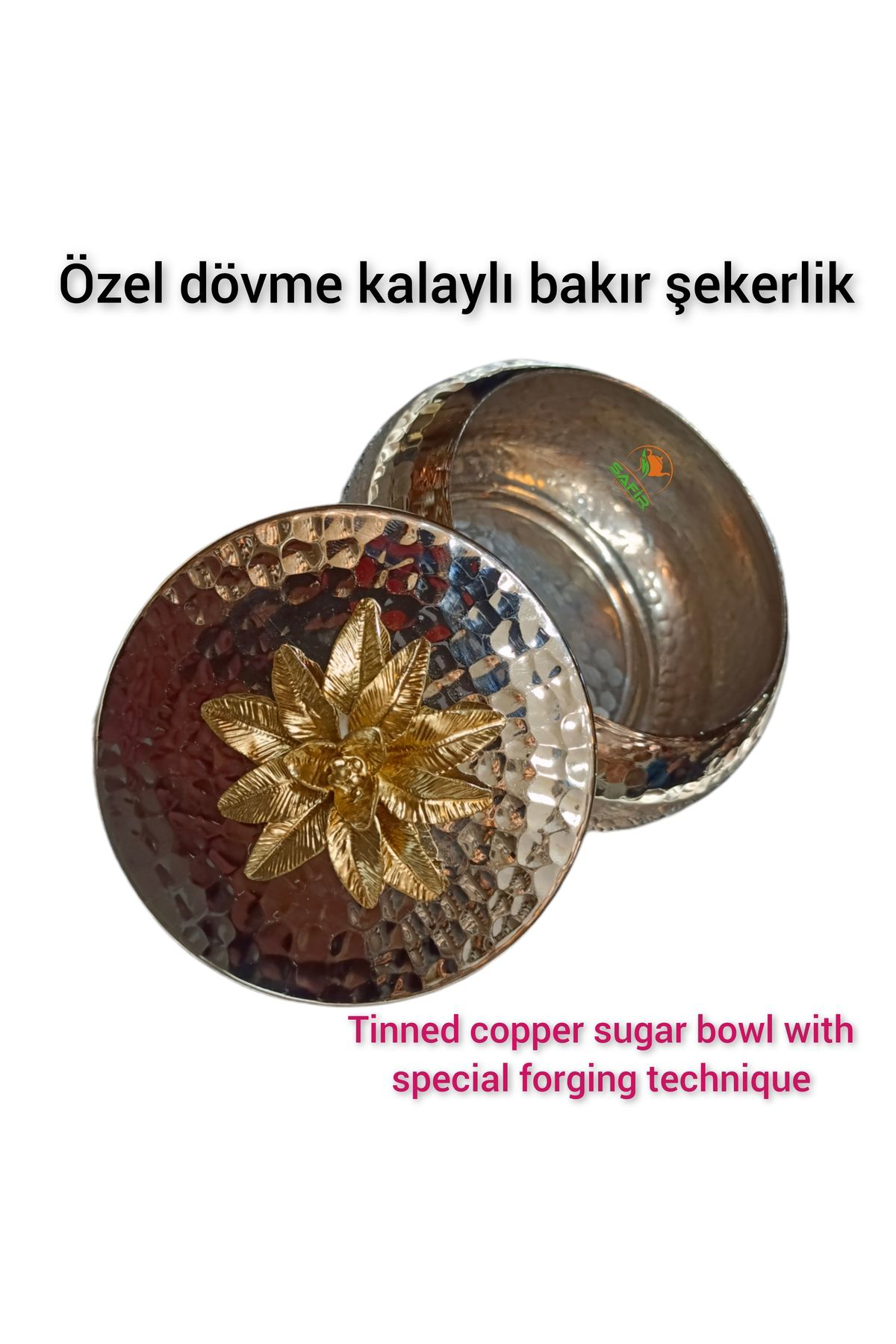 Safir Çay Kazanlari Özel Dövme Kalaylı Bakır Şekerlik Bakır Şekerdanlık Bakır Lokumlu