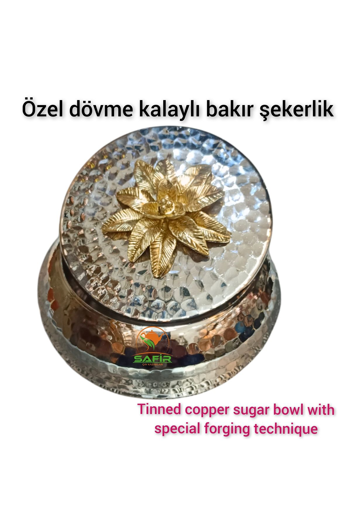 Safir Çay Kazanlari Özel Dövme Kalaylı Bakır Şekerlik Bakır Şekerdanlık Bakır Lokumlu