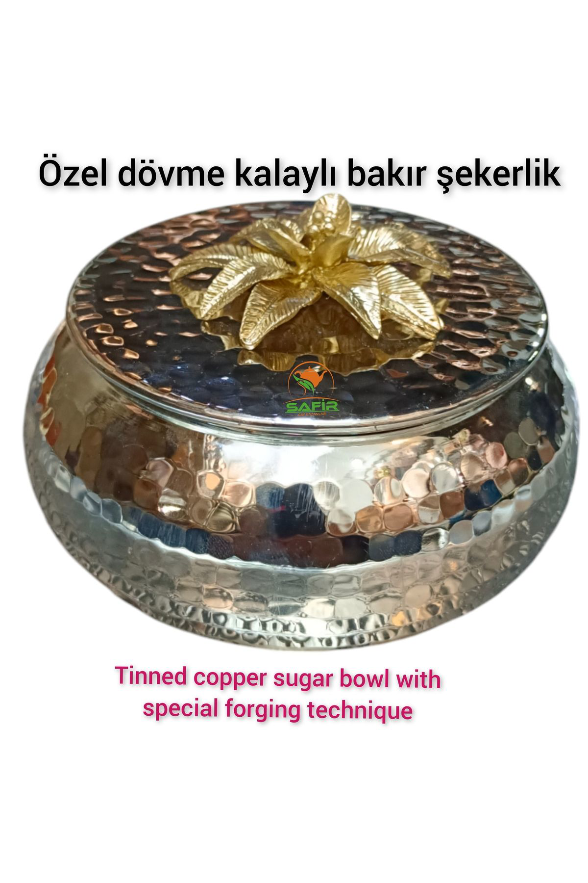 Safir Çay Kazanlari Özel Dövme Kalaylı Bakır Şekerlik Bakır Şekerdanlık Bakır Lokumlu