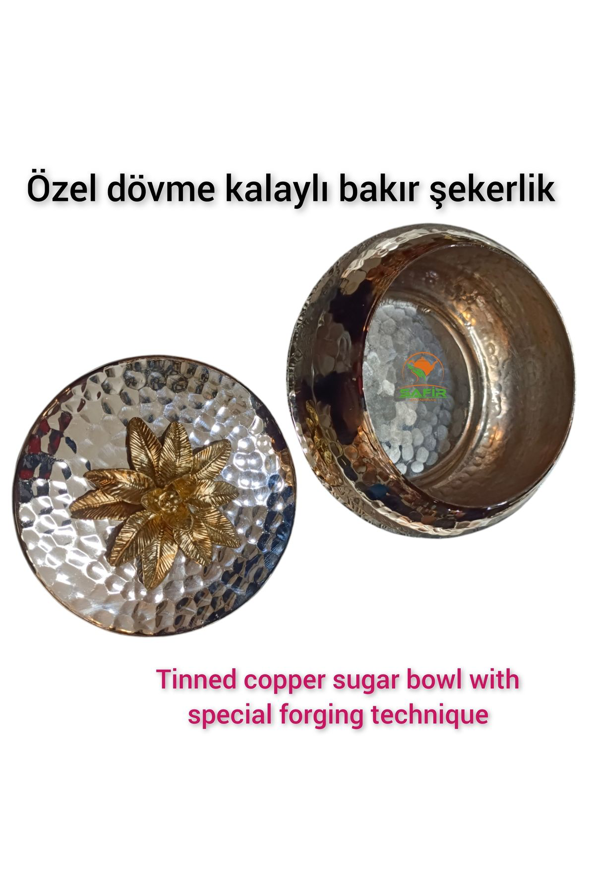 Safir Çay Kazanlari Özel Dövme Kalaylı Bakır Şekerlik Bakır Şekerdanlık Bakır Lokumlu