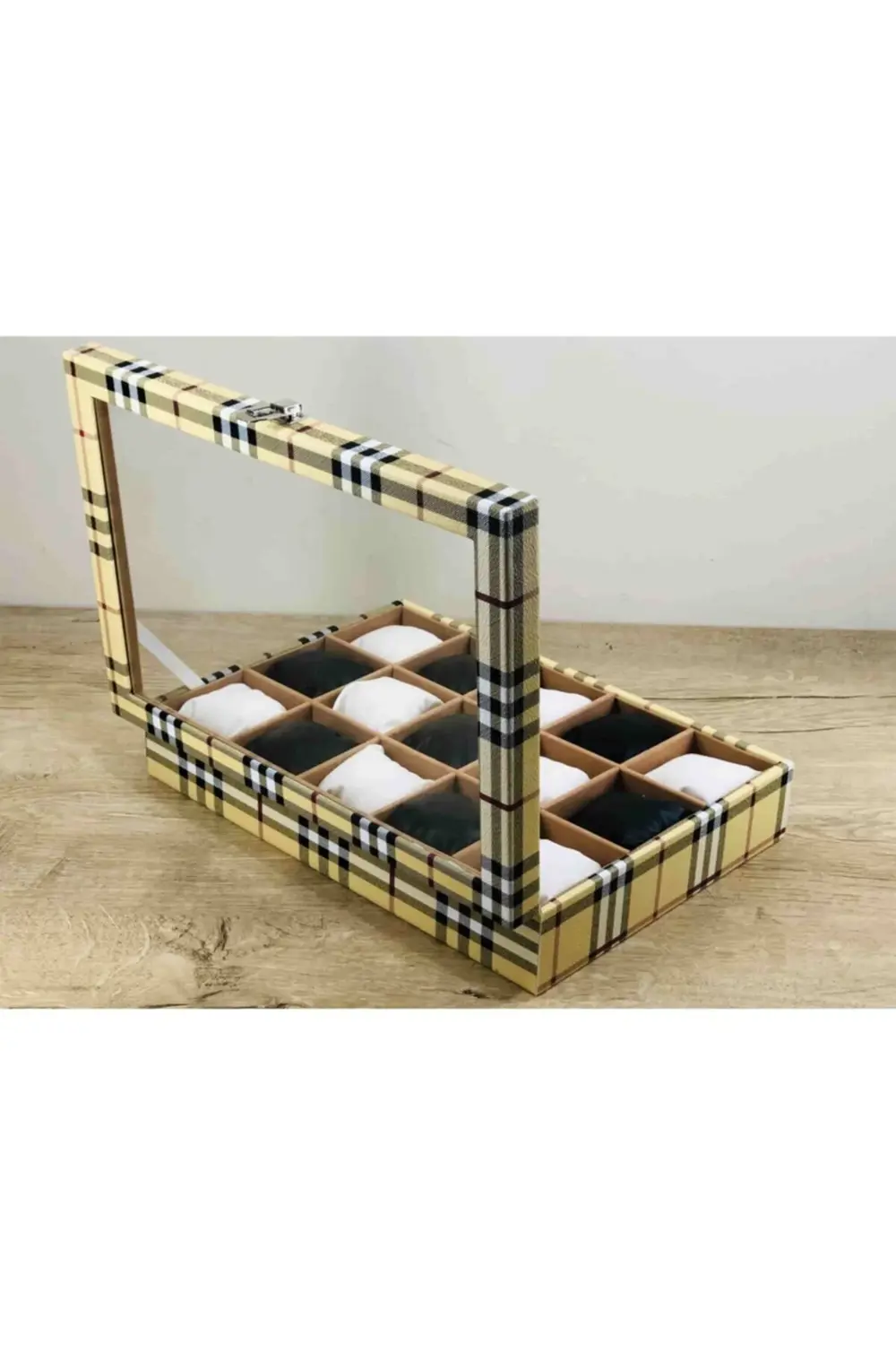 Özel El Yapımı Ekose Sarısı Kare Yastıklı Dekoratif Pratik Şık Mo