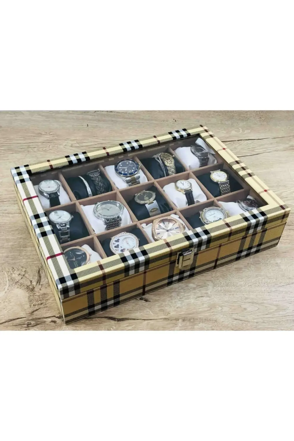 Özel El Yapımı Ekose Sarısı Kare Yastıklı Dekoratif Pratik Şık Mo