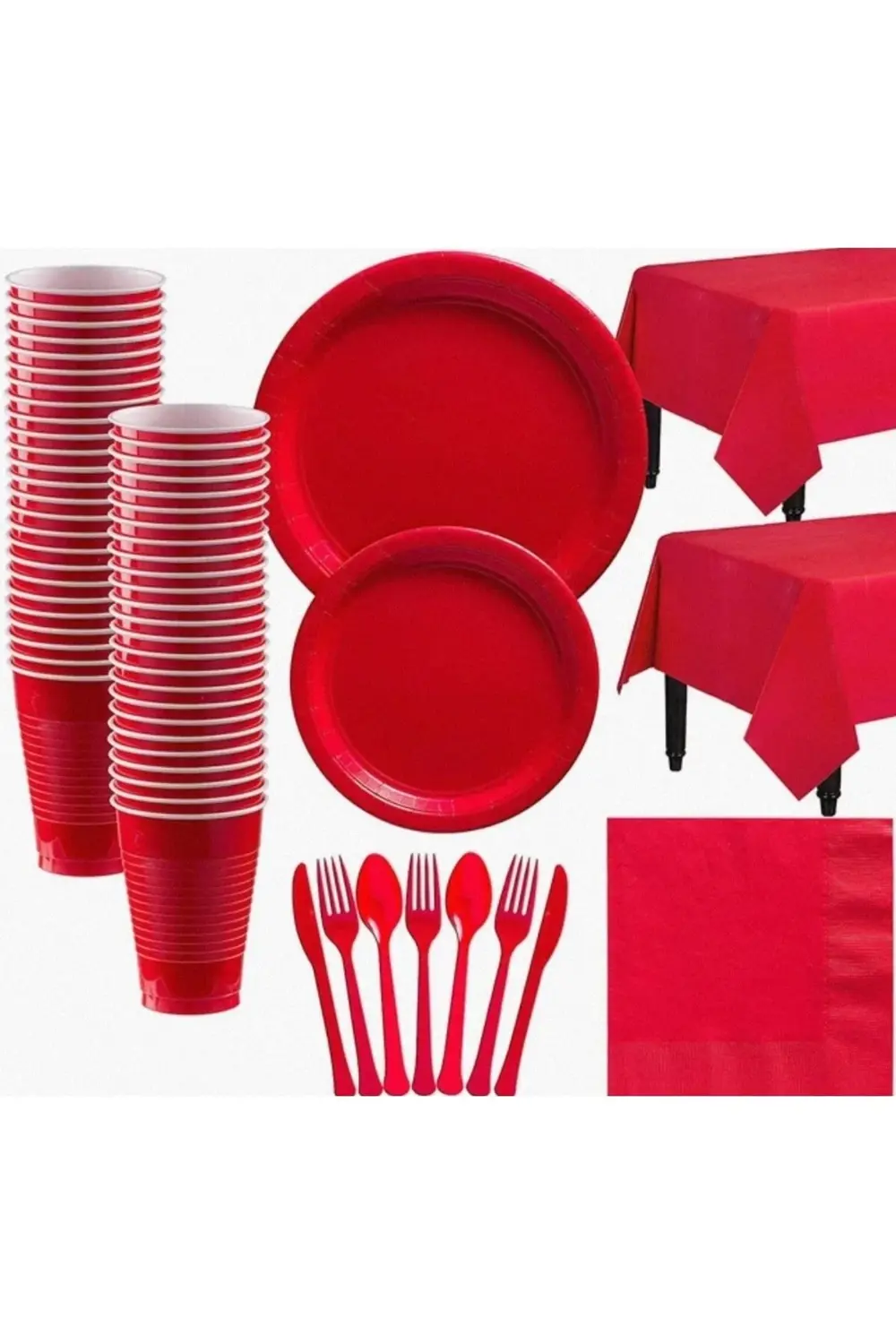 Özel Günleriniz Için Kırmızı Tek Kullanımlık Set 25'li Paket