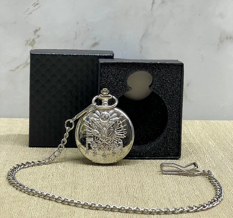 Just Cheap Store Özel Kutulu Osmanlı Devlet Arması Gümüş Köstekli Saat Alk4665