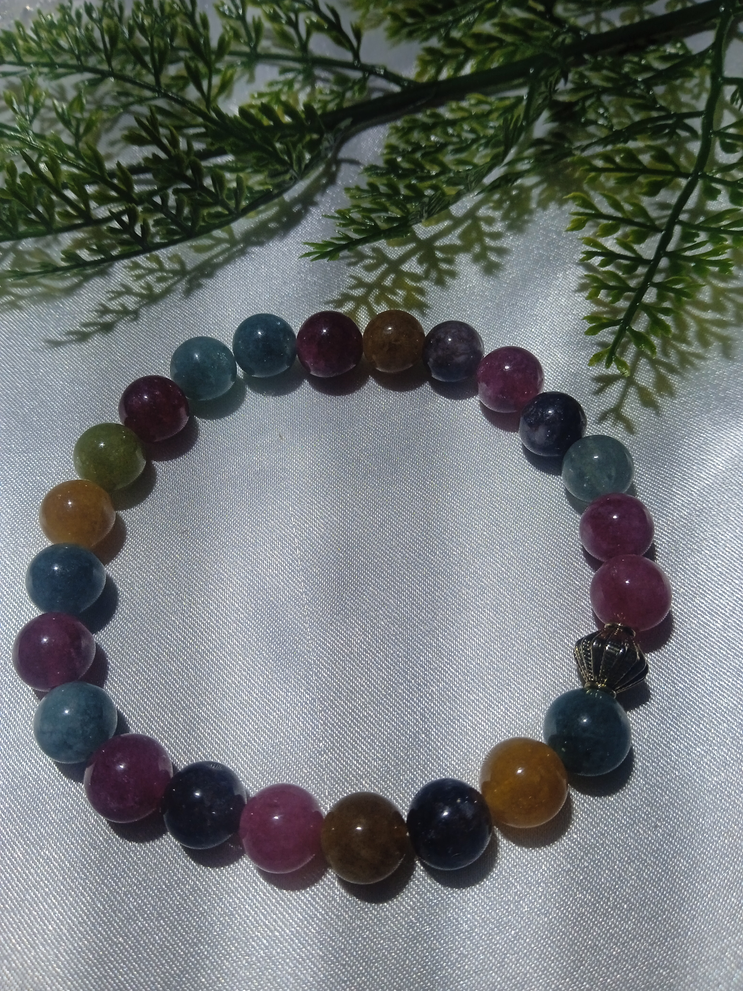 Jade'm Gold Özel Kutulu Turmalin Esartif Renkler Bileklik