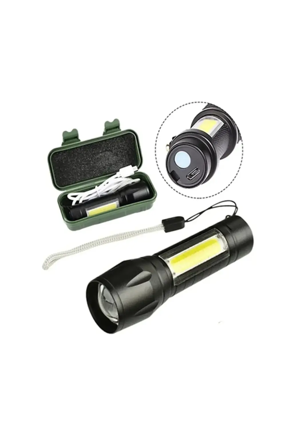 Özel Kutusunda  Şarjlı Zoomlu Mini  El Feneri Polis El Feneri 414