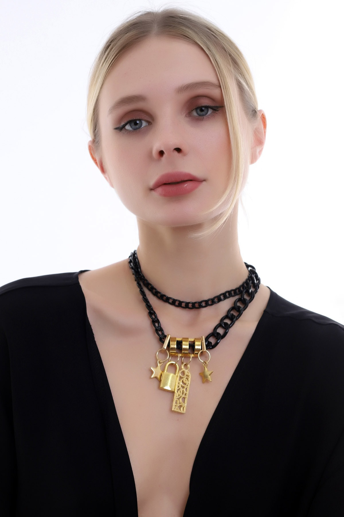 Özel Minimal Tasarım Zarif Ve Şık Çift Kat Metal Zincir Kolye