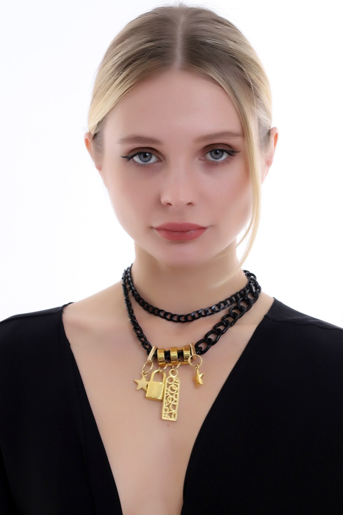 Özel Minimal Tasarım Zarif Ve Şık Çift Kat Metal Zincir Kolye