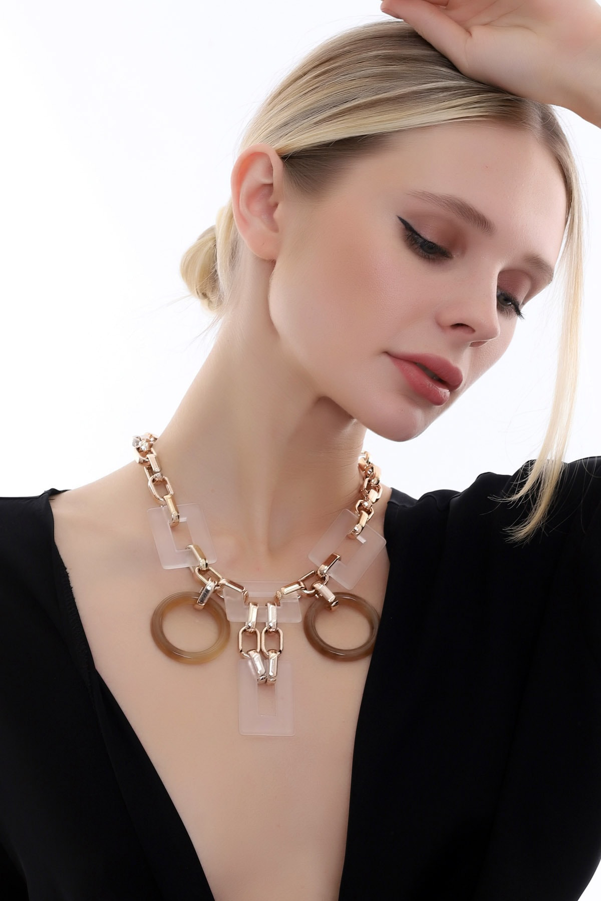 Özel Minimal Tasarım Halka Detaylı Zarif Ve Şık Zincir Kolye