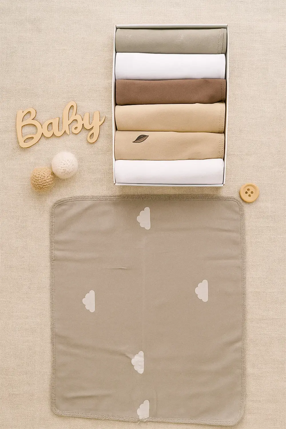 Özel Seri 7'li %100 Pamuklu Bebek Ağız Silme Mendili Bebek Mendil