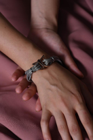 Tükkan Accessories Özel Seri Gümüş Hasir Zincir Rose Kelebek Detay Tasarim Bileklik-