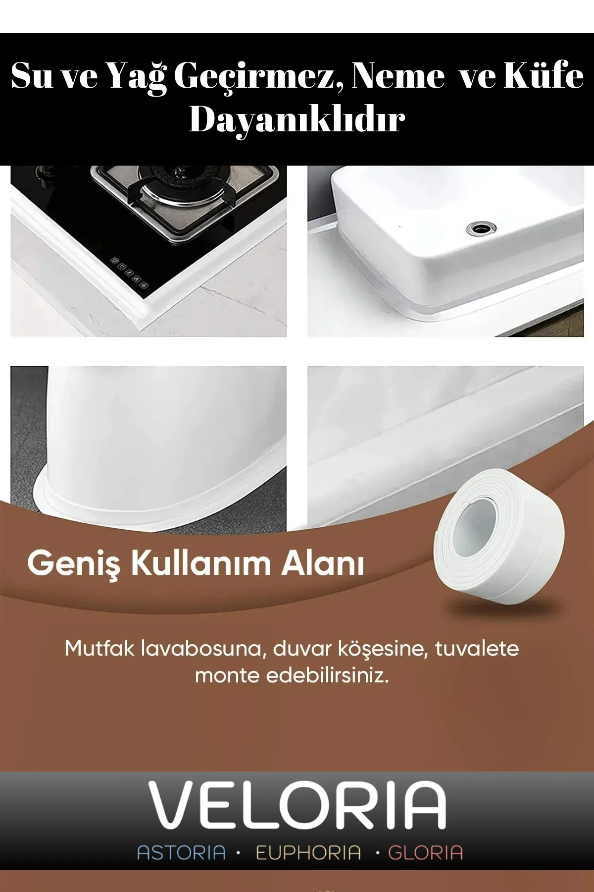 Özel Seri Sızdırmaz Su Geçirmez Dayanıklı Lavabo Pvc Kenar Küf Ön