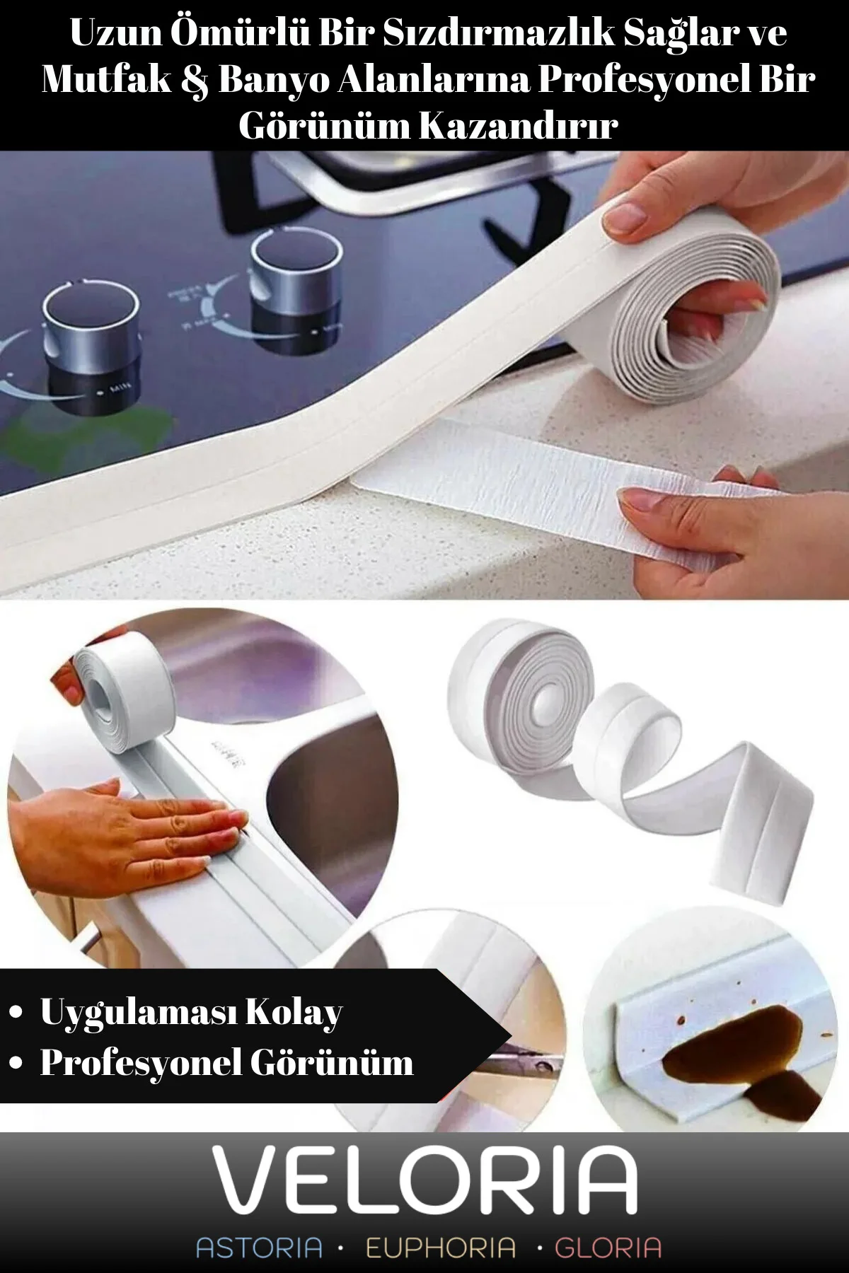 Özel Seri Sızdırmaz Su Geçirmez Dayanıklı Lavabo Pvc Kenar Küf Ön
