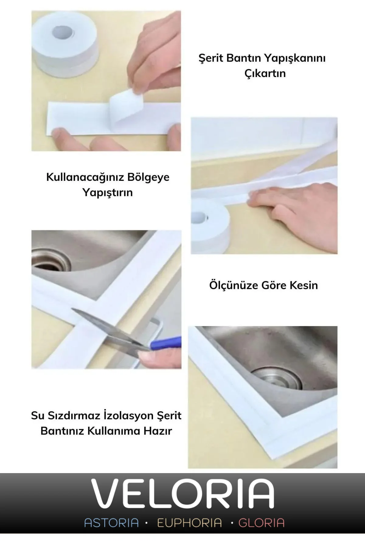 Özel Seri Sızdırmaz Su Geçirmez Dayanıklı Lavabo Pvc Kenar Küf Ön