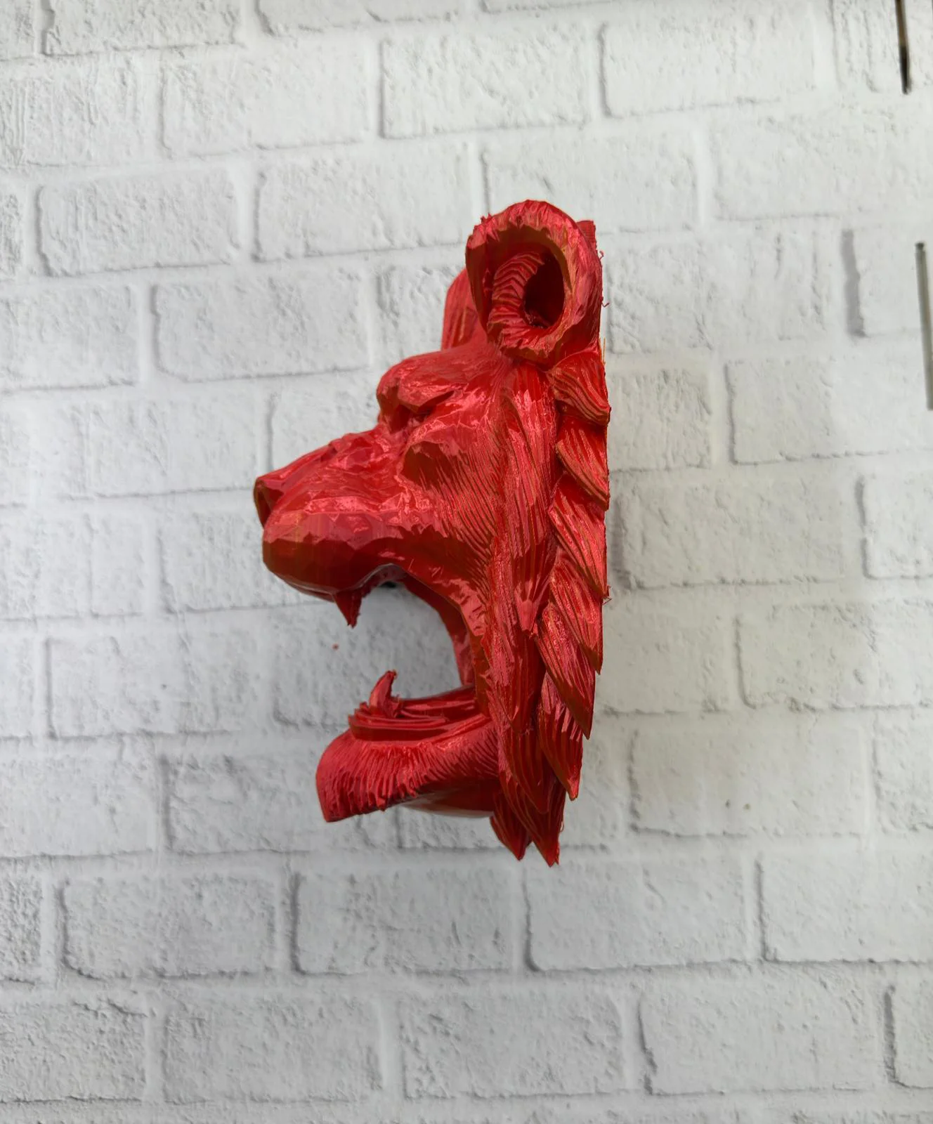 Özel Tasarım 3D Aslan Figürü Duvar Süsü Dekoratif Heykel 20x21 cm