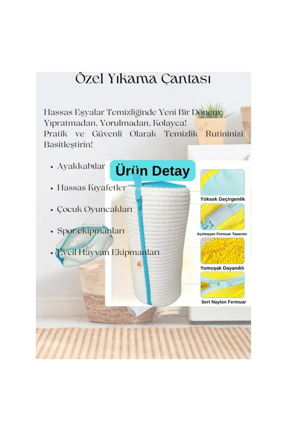 Özel Tasarım Ayakkabı Yıkama Çantası Yıkama Torbası Yanları Fileli Çok Amaçlı