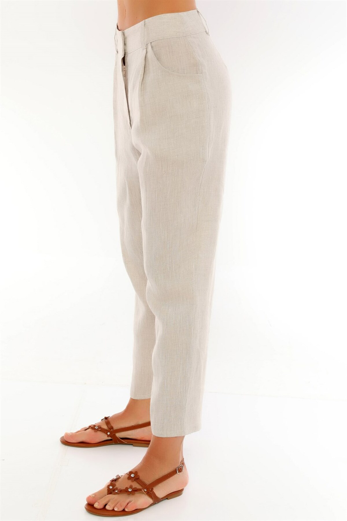 Özel Tasarım Fermuarlı Düğme Detaylı Paçası Düz Rahat Ve Şık Kete