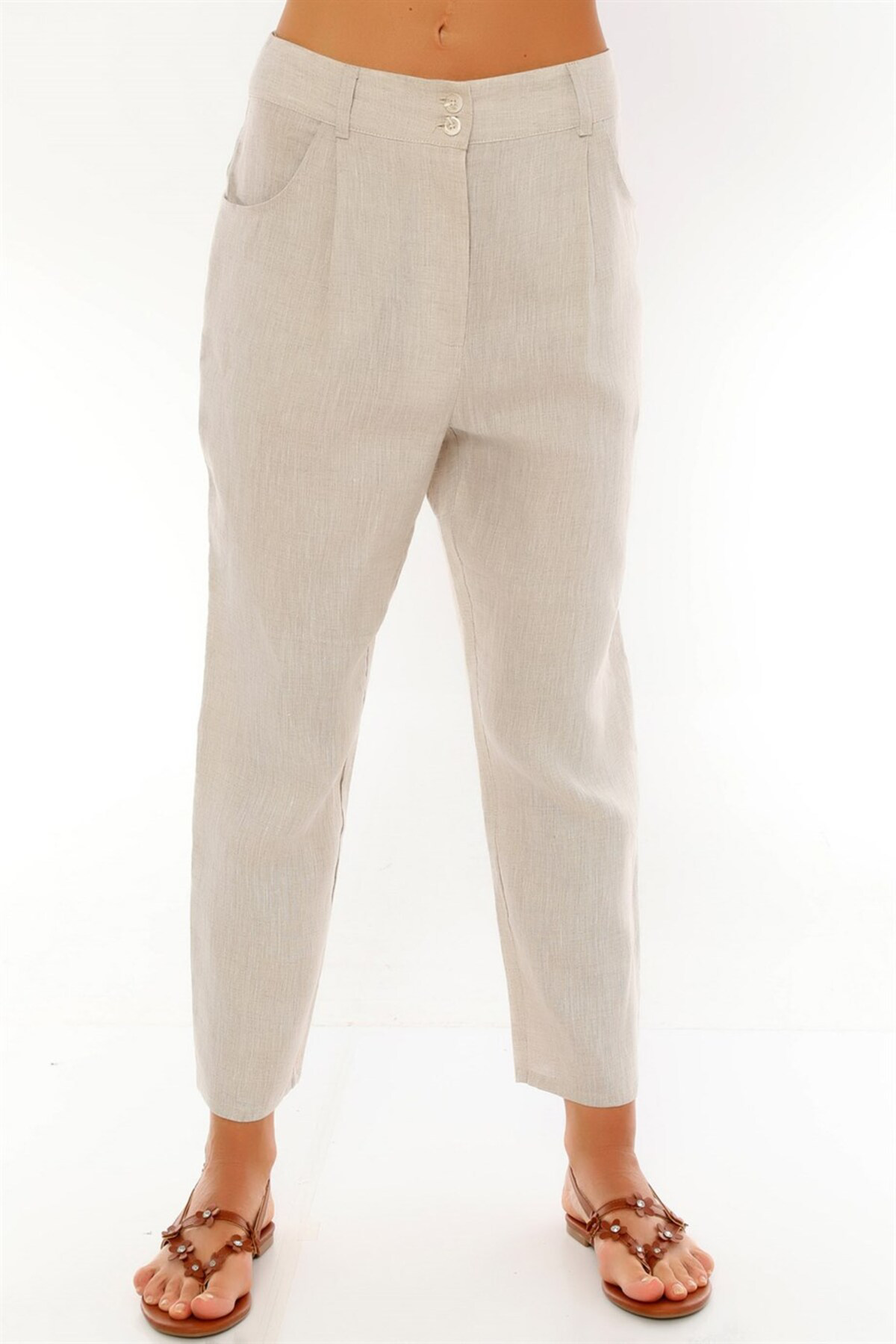 Özel Tasarım Fermuarlı Düğme Detaylı Paçası Düz Rahat Ve Şık Kete