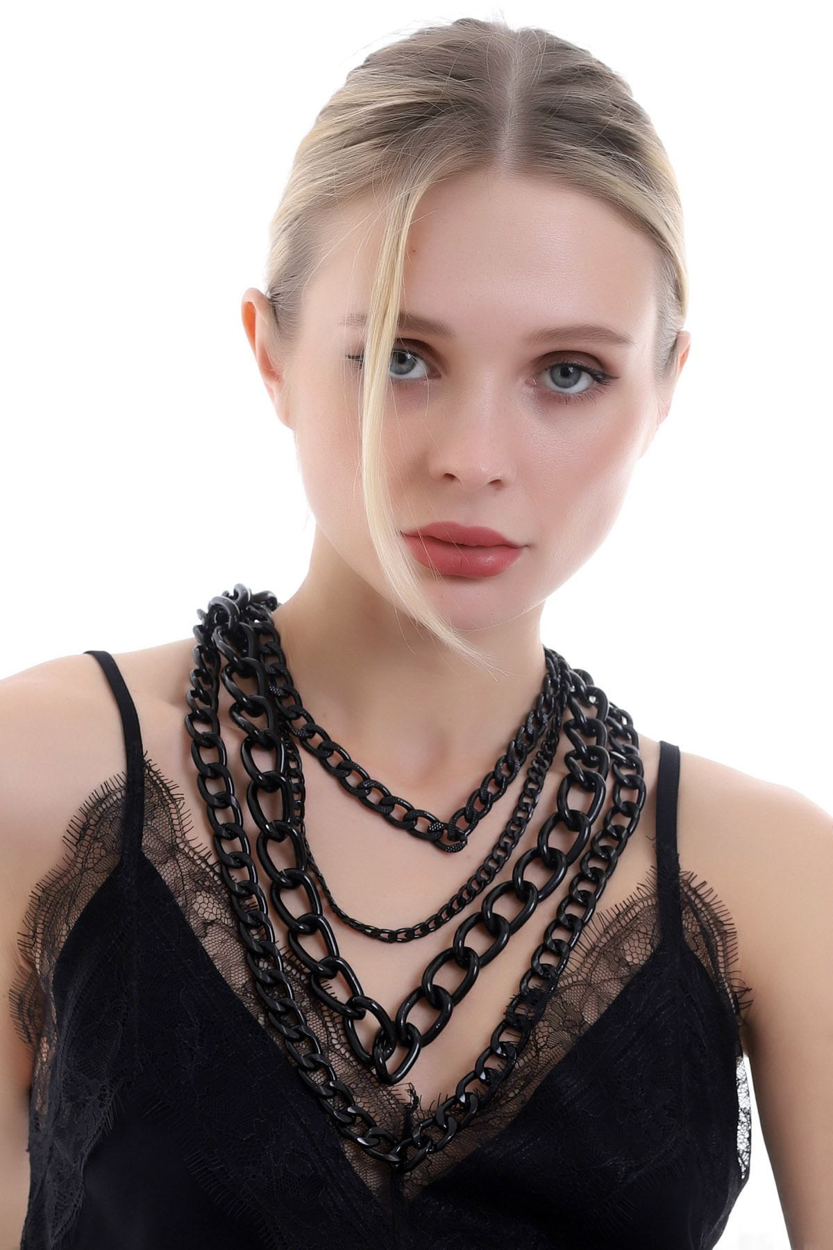 Özel Tasarım Kat Kat Metal Zincir Kolye