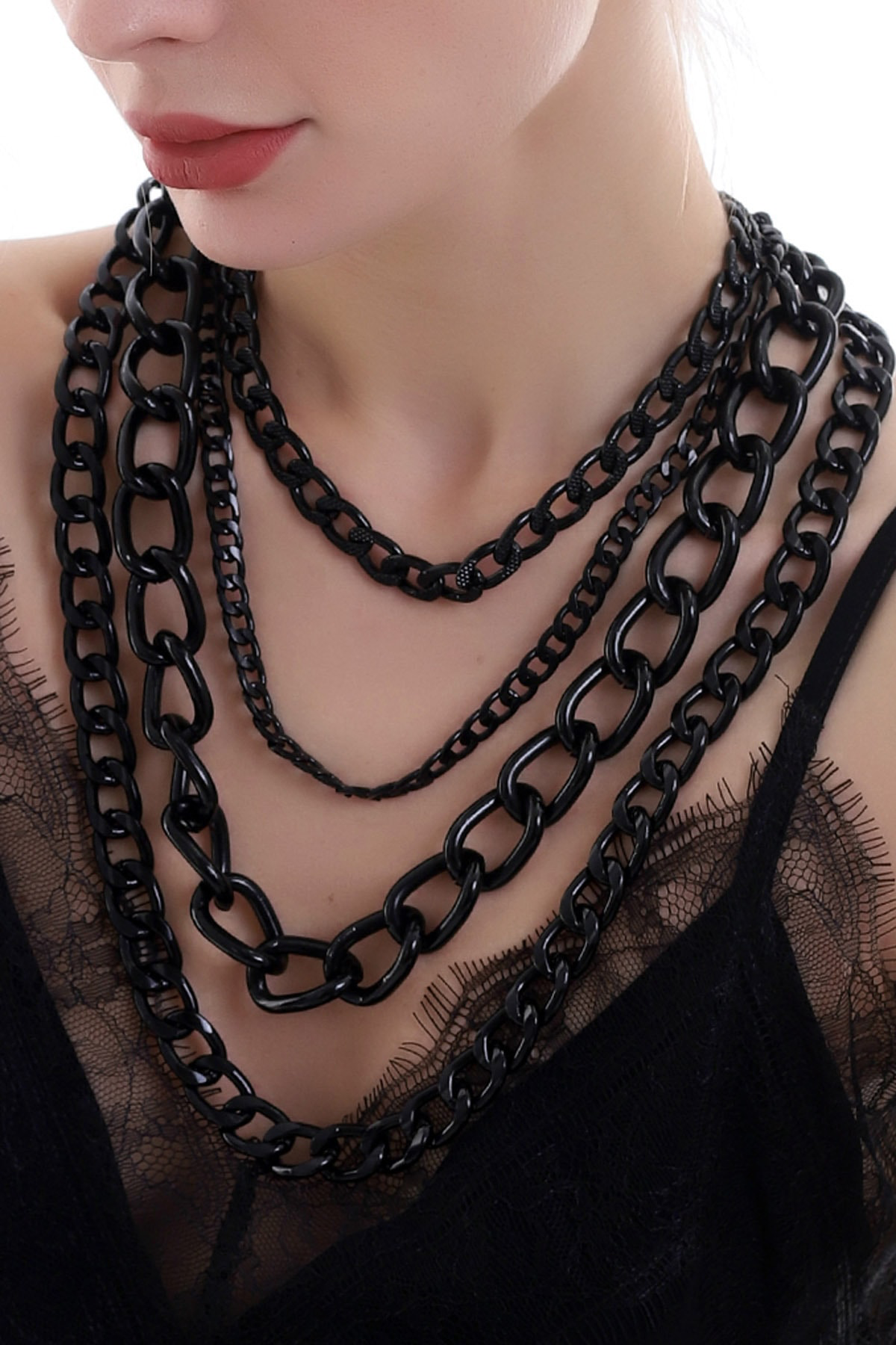 Özel Tasarım Kat Kat Metal Zincir Kolye