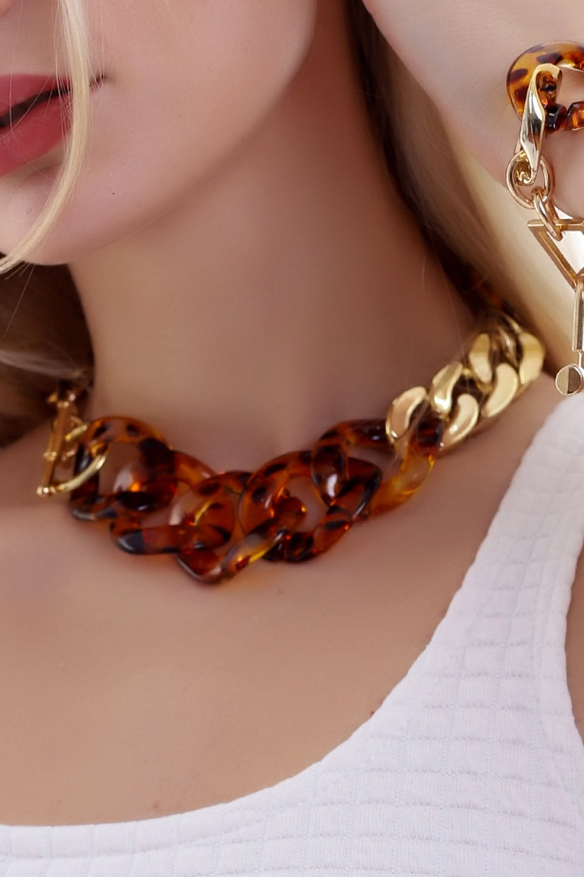 Özel Tasarım Leopar Desenli Şık Ve Tarz Halka Kolye