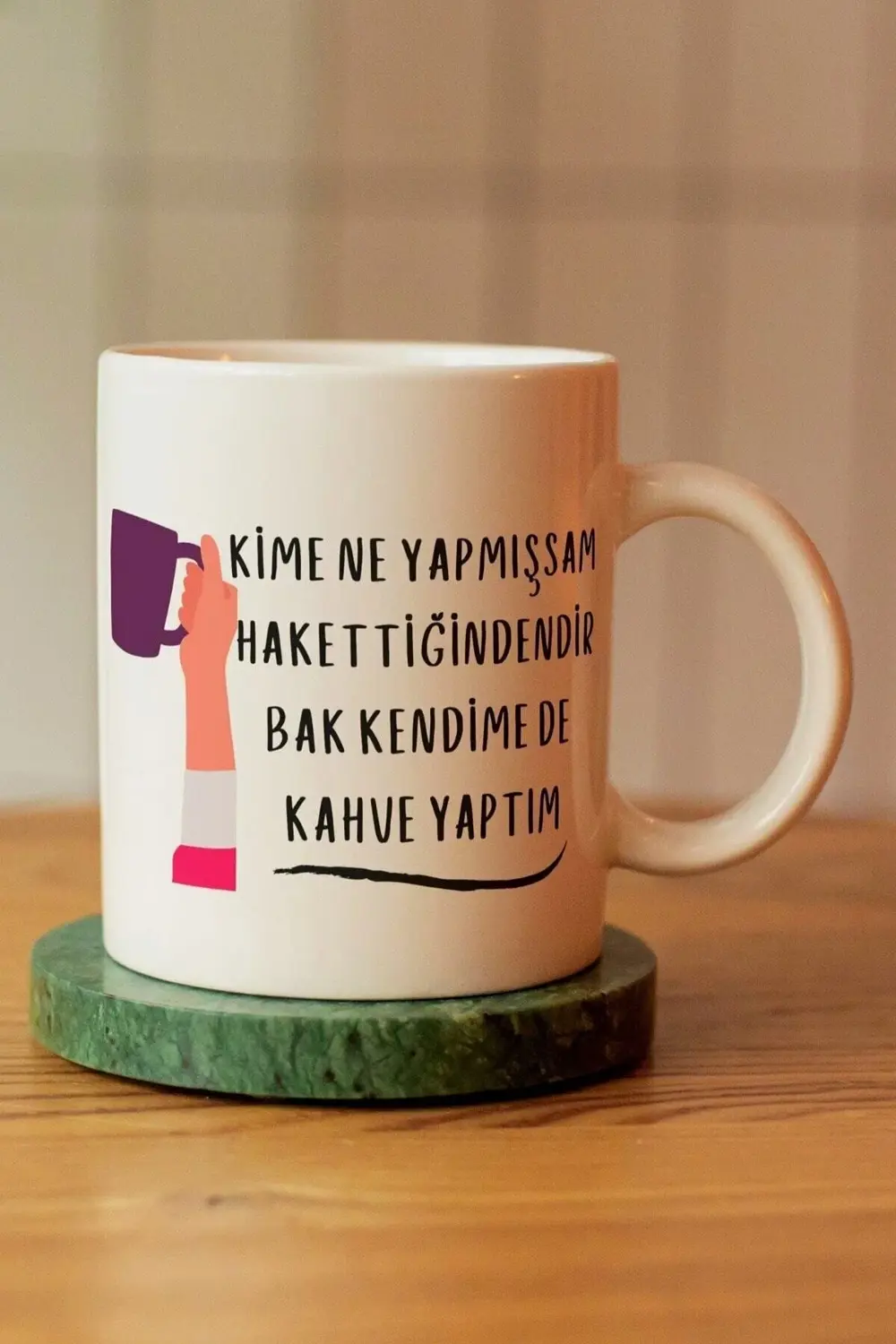 Özel Tasarım Motto So Good Baskılı Seramik Kahve Çay Kupası