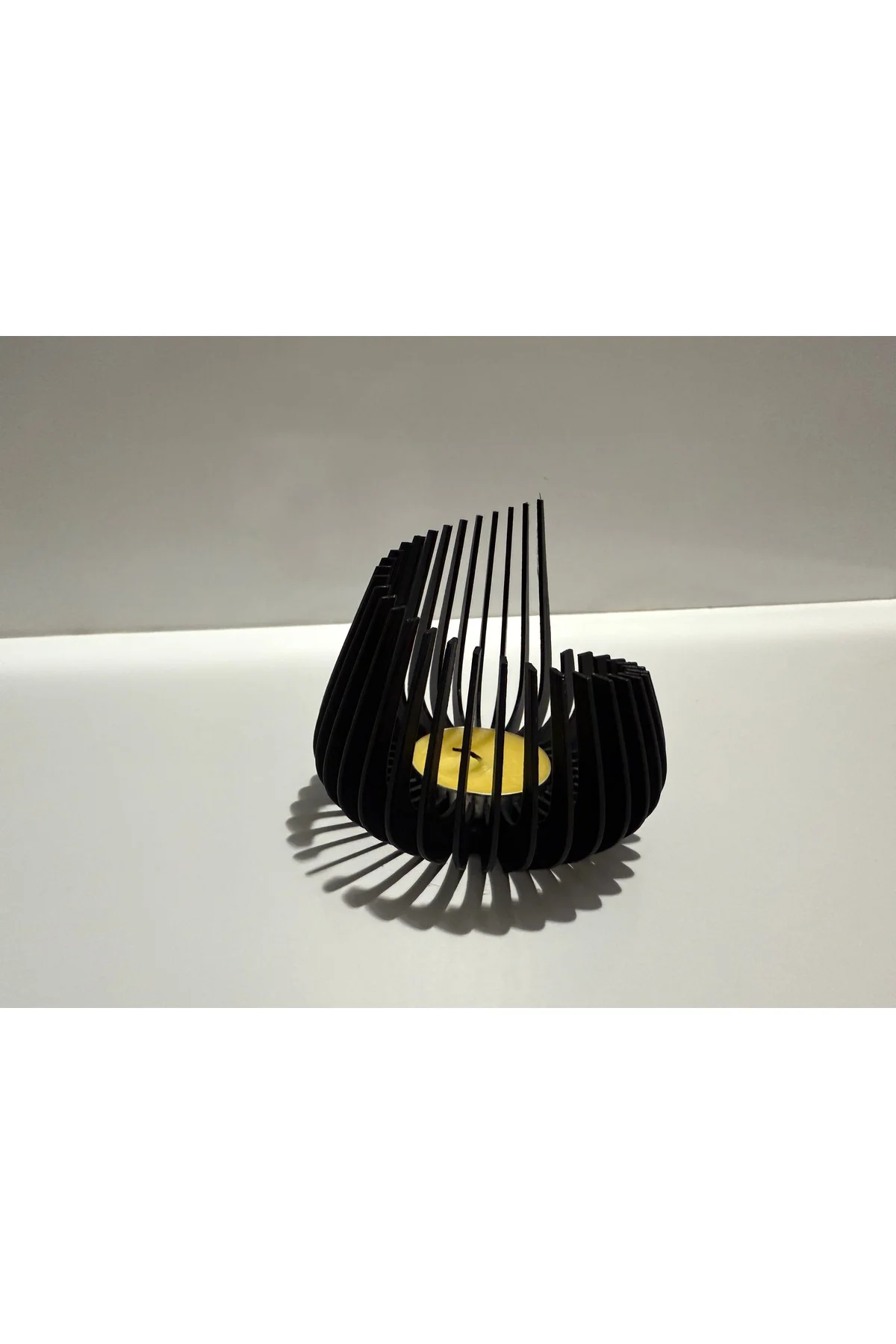 Özel Tasarım Mumluk Siyah Renk Carbon Fiber Malzeme Dekoratif Obje