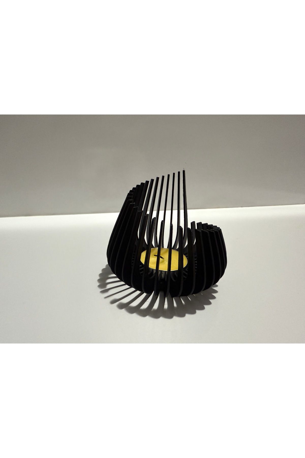 Özel Tasarım Mumluk Siyah Renk Carbon Fiber Malzeme Dekoratif Obj