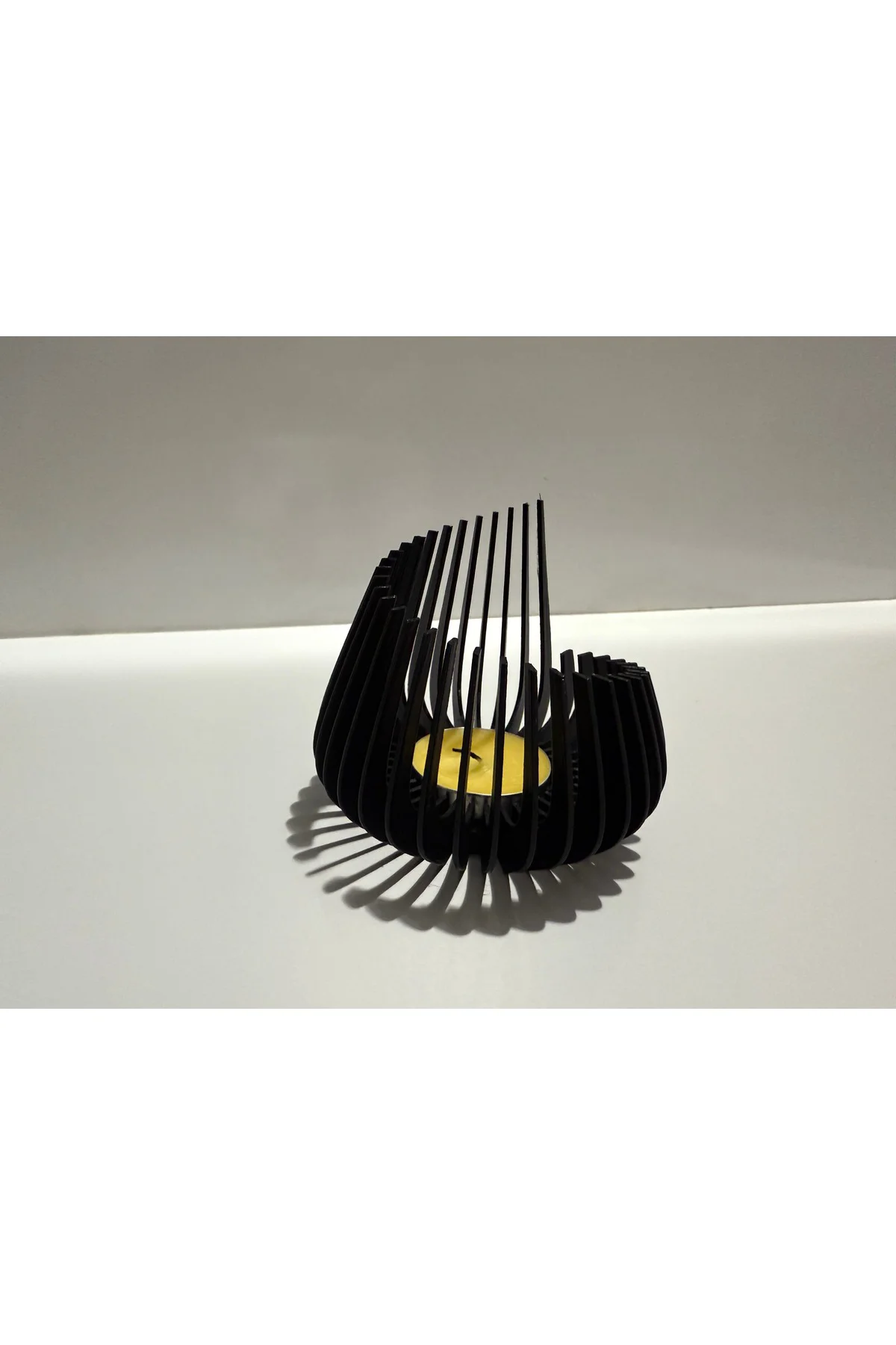 Özel Tasarım Mumluk Siyah Renk Carbon Fiber Malzeme Dekoratif Obj