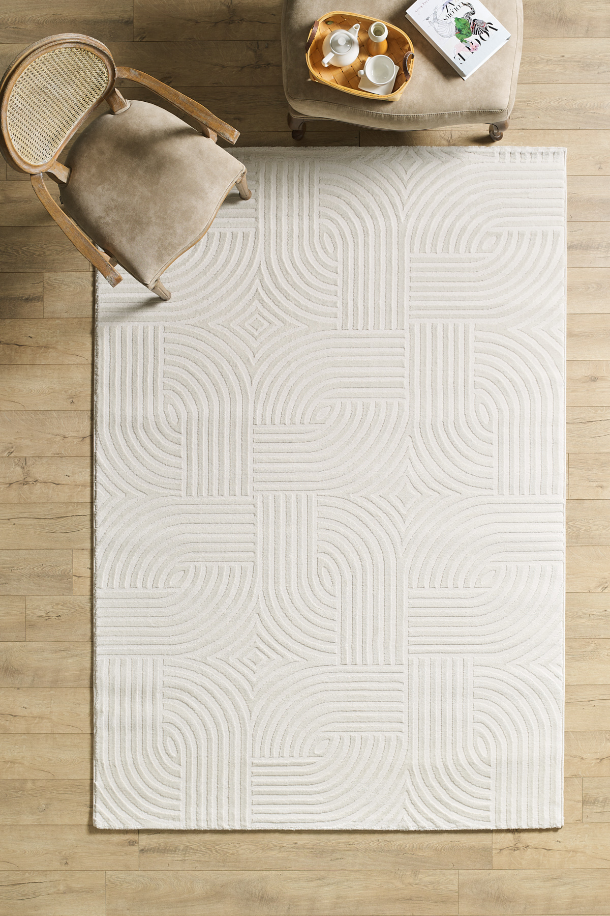 Anaska Home Özel Tasarım Sık Dokuma Bej Renk Jüt Taban Oturma Odası Salon Hal