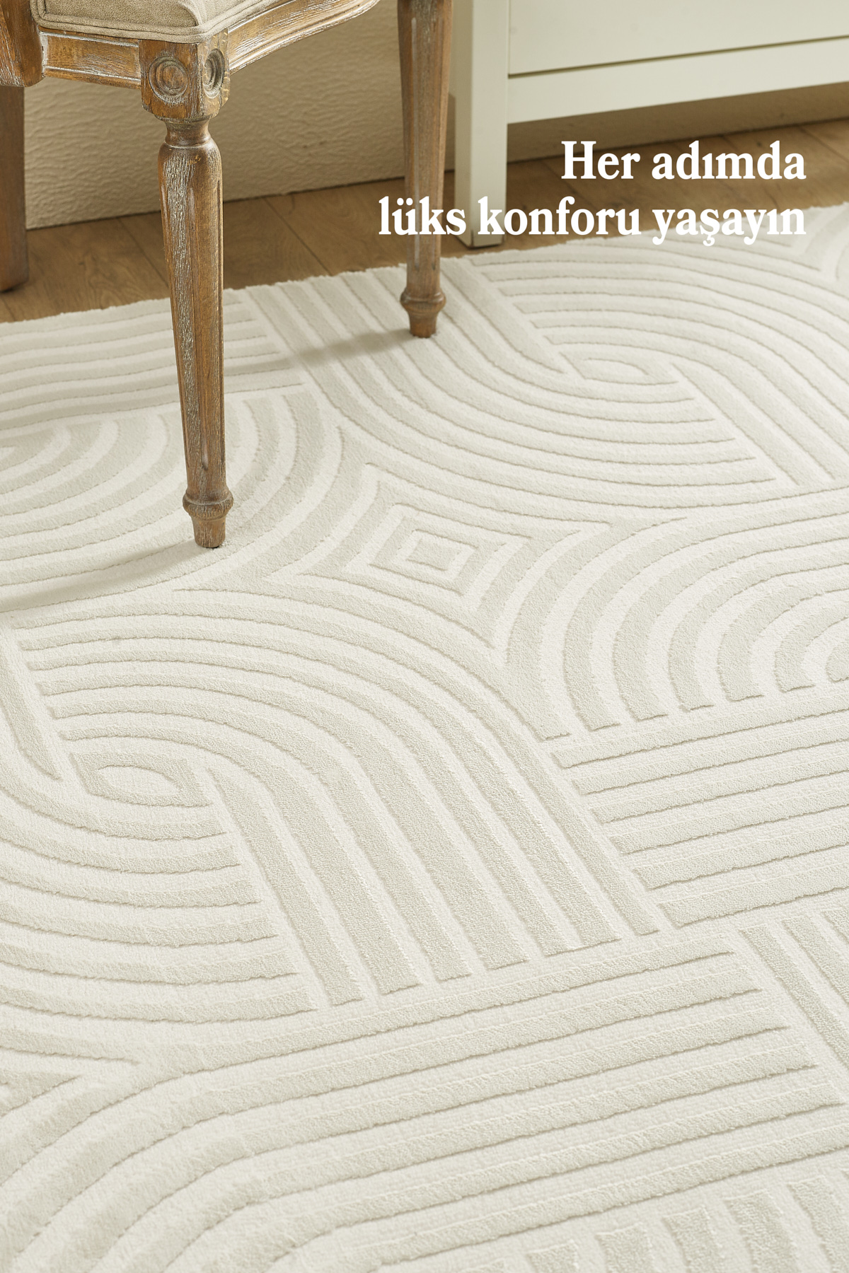 Anaska Home Özel Tasarım Sık Dokuma Bej Renk Jüt Taban Oturma Odası Salon Hal