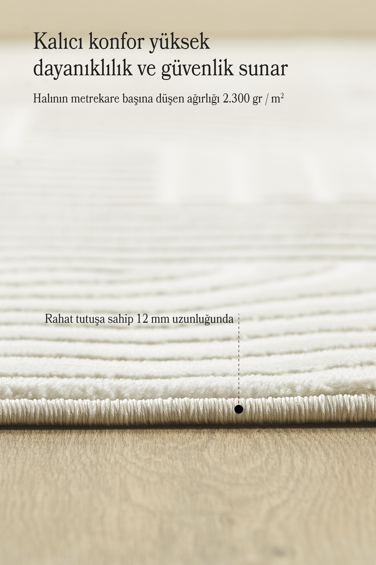 Anaska Home Özel Tasarım Sık Dokuma Bej Renk Jüt Taban Oturma Odası Salon Hal