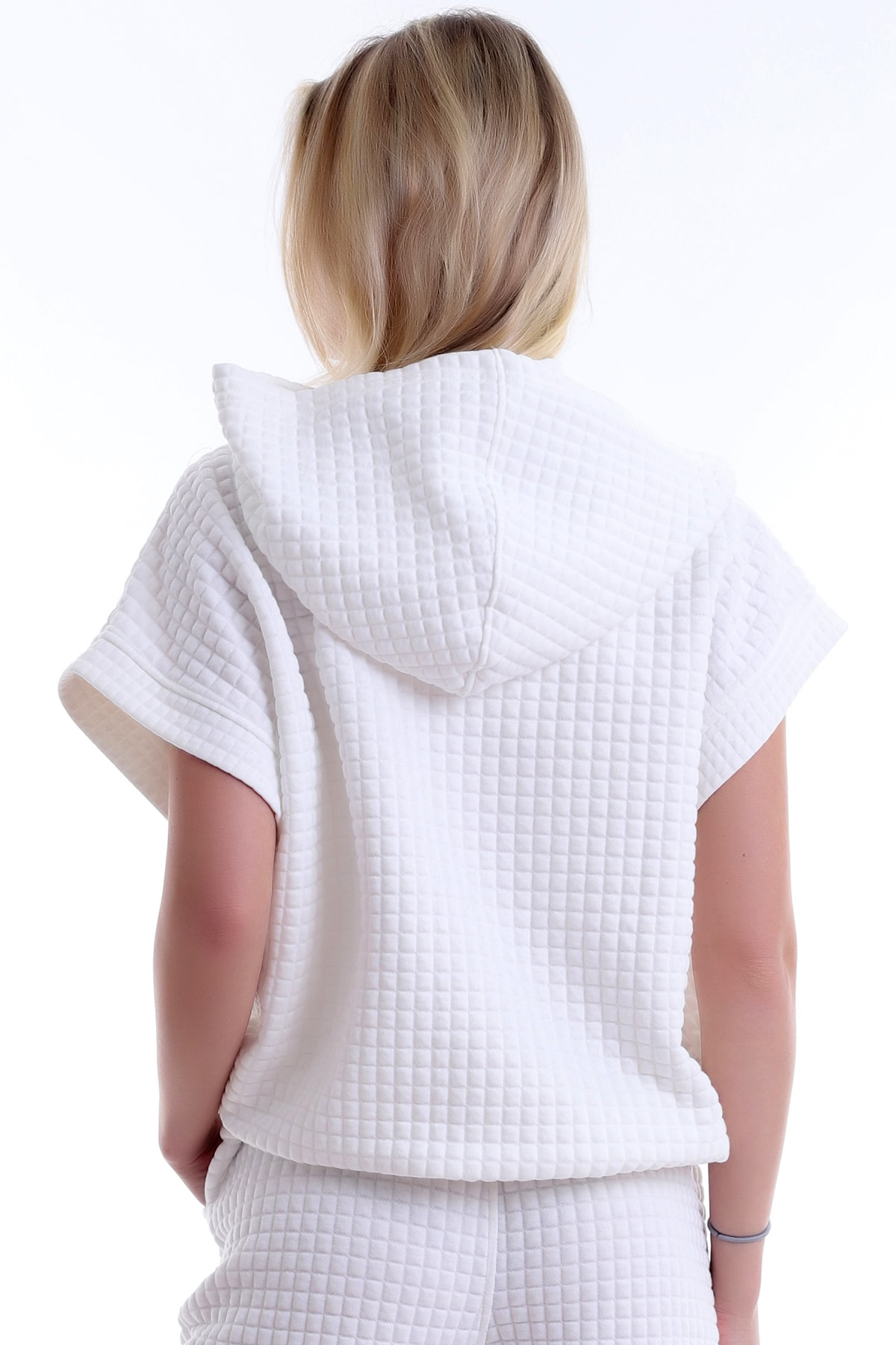 Dreamlike Özel Tasarım Soft Kapitone Kısa Kol Cepli Kapüşonlu Sweatshirt