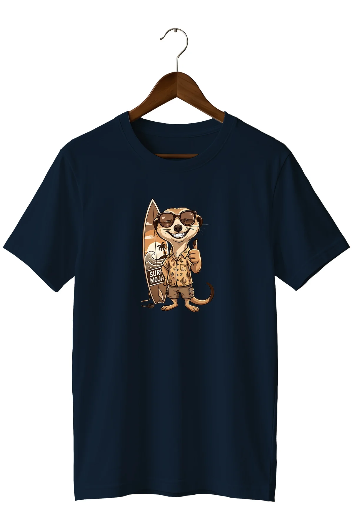 Özel Tasarım T-Shirt Sörfçü Gözlüklü Mirkat Baskılı Yazlık Tişört