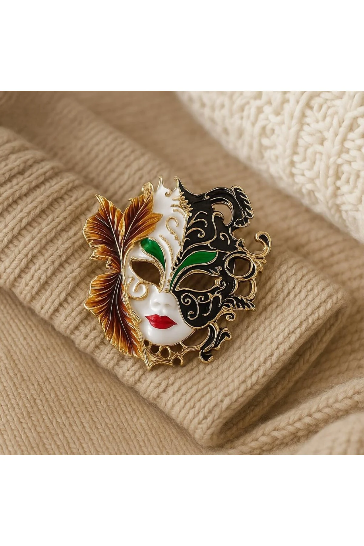 Özel Tasarım Venedik Maskesi Broş | Luxury Masquerade & Carnival 