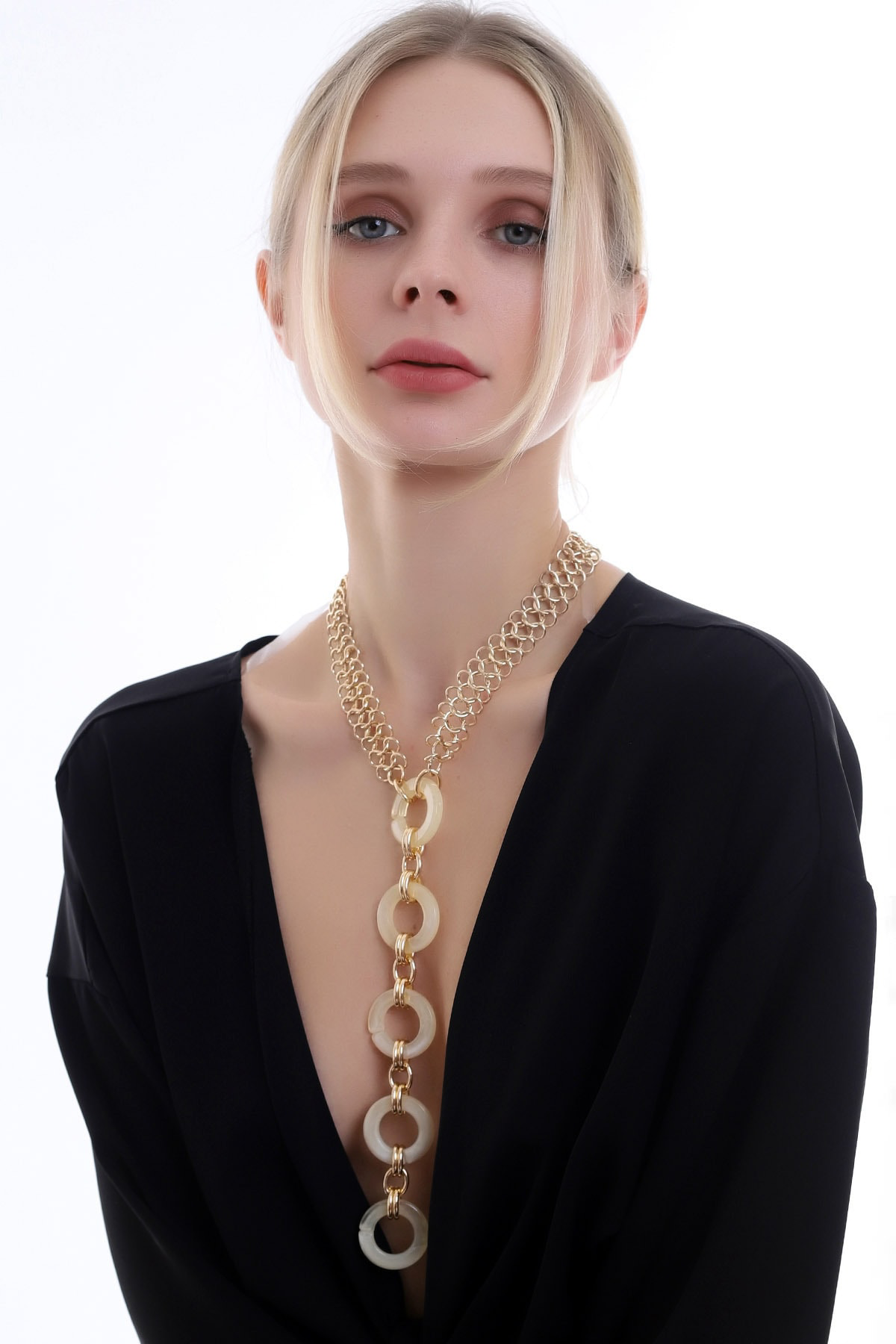 Özel Tasarım Zarif Halka Ve Zincir Ahenkli Şık Ve Tarz Kolye