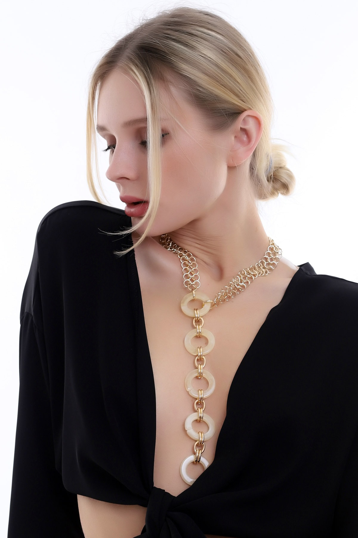 Özel Tasarım Zarif Halka Ve Zincir Ahenkli Şık Ve Tarz Kolye