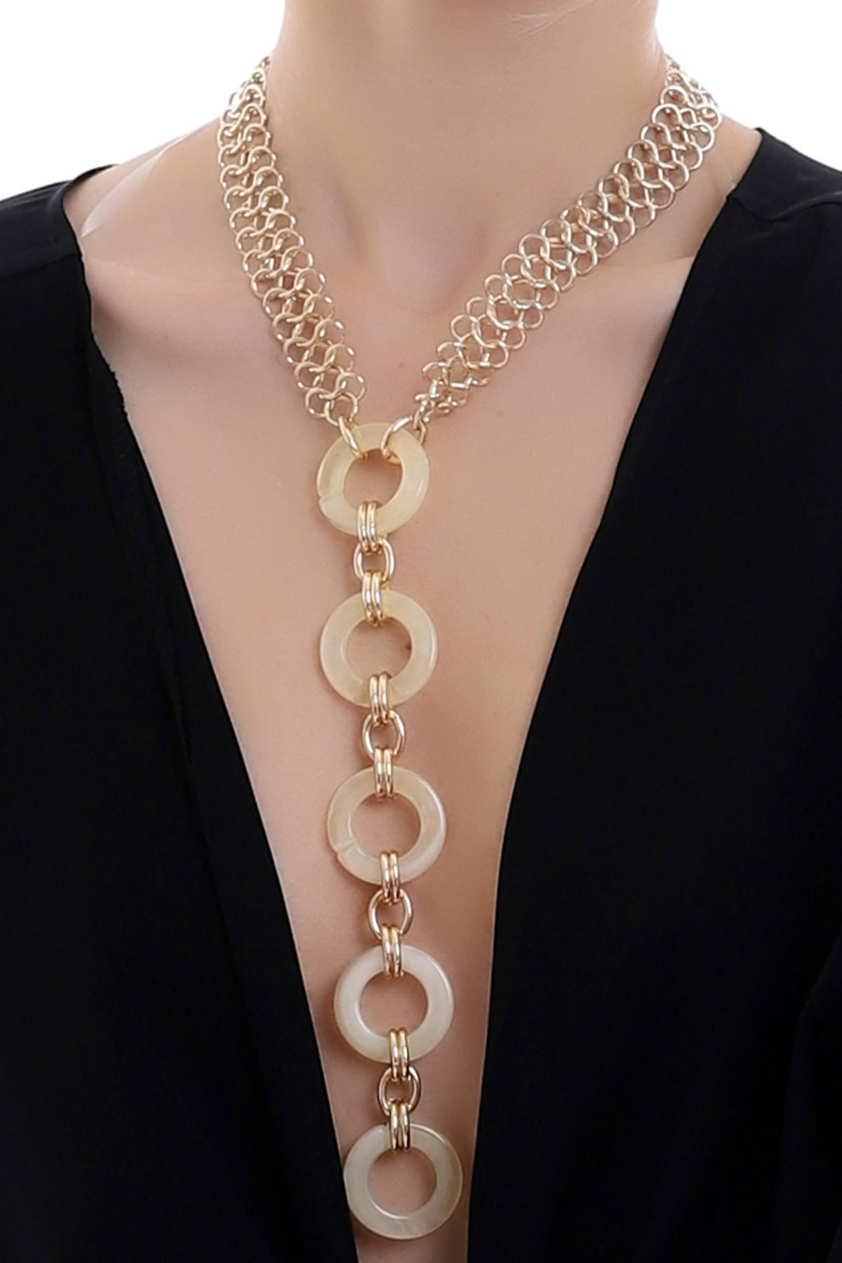 Özel Tasarım Zarif Halka Ve Zincir Ahenkli Şık Ve Tarz Kolye