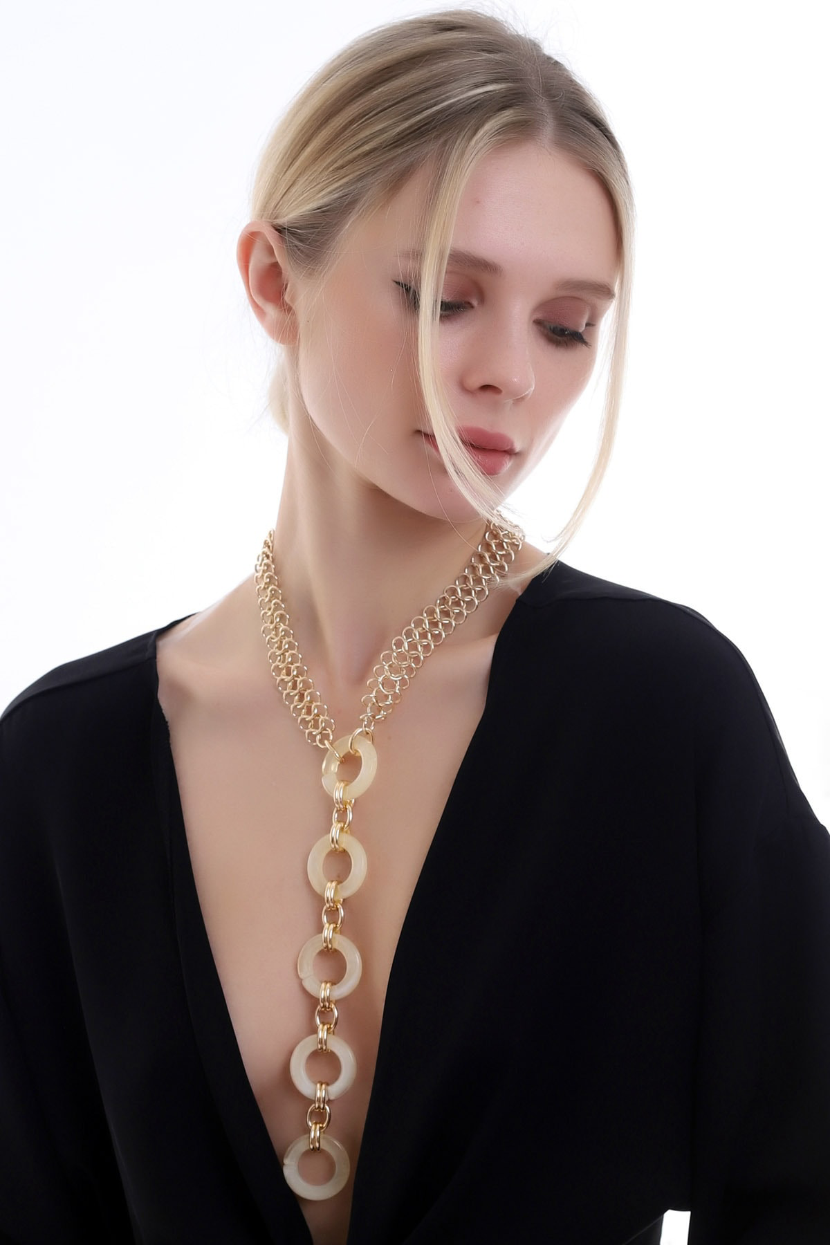 Özel Tasarım Zarif Halka Ve Zincir Ahenkli Şık Ve Tarz Kolye