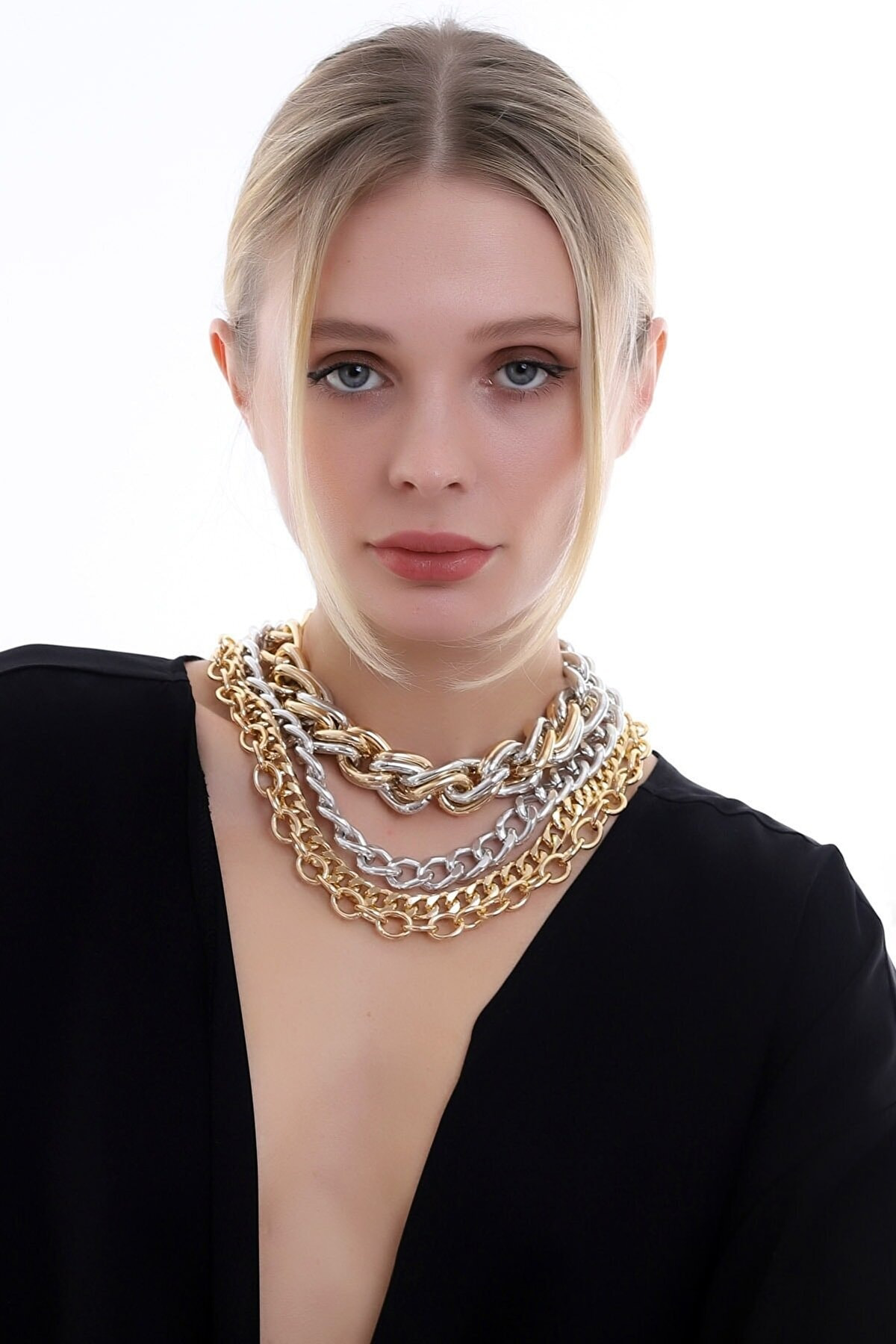 Özel Tasarım Zarif Şık Kat Kat Zincir Kolye