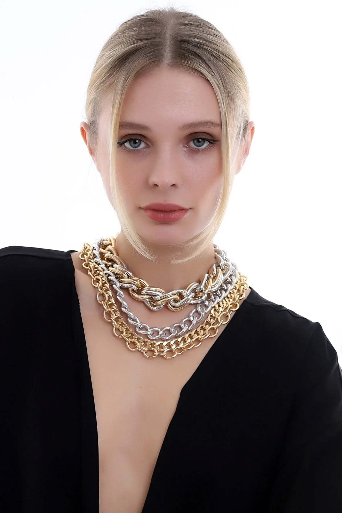 Özel Tasarım Zarif Şık Kat Kat Zincir Kolye