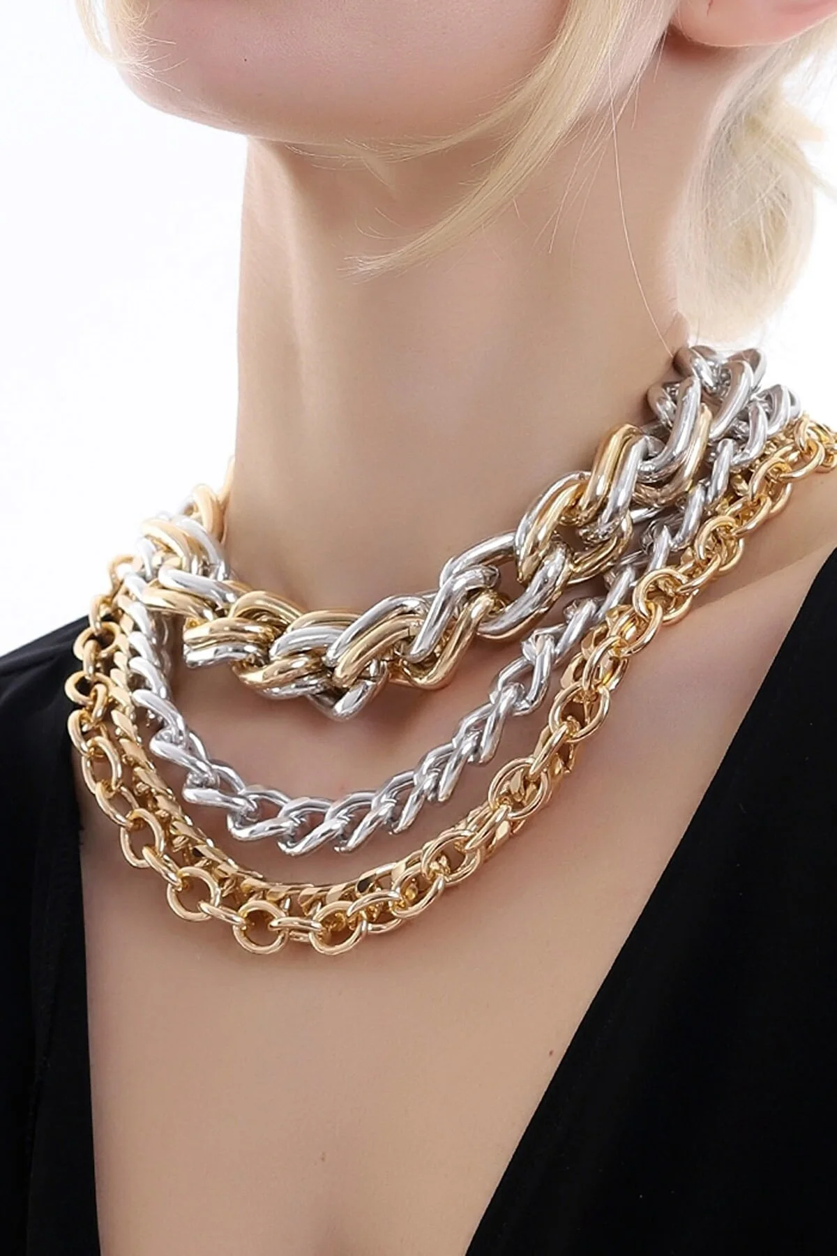 Özel Tasarım Zarif Şık Kat Kat Zincir Kolye