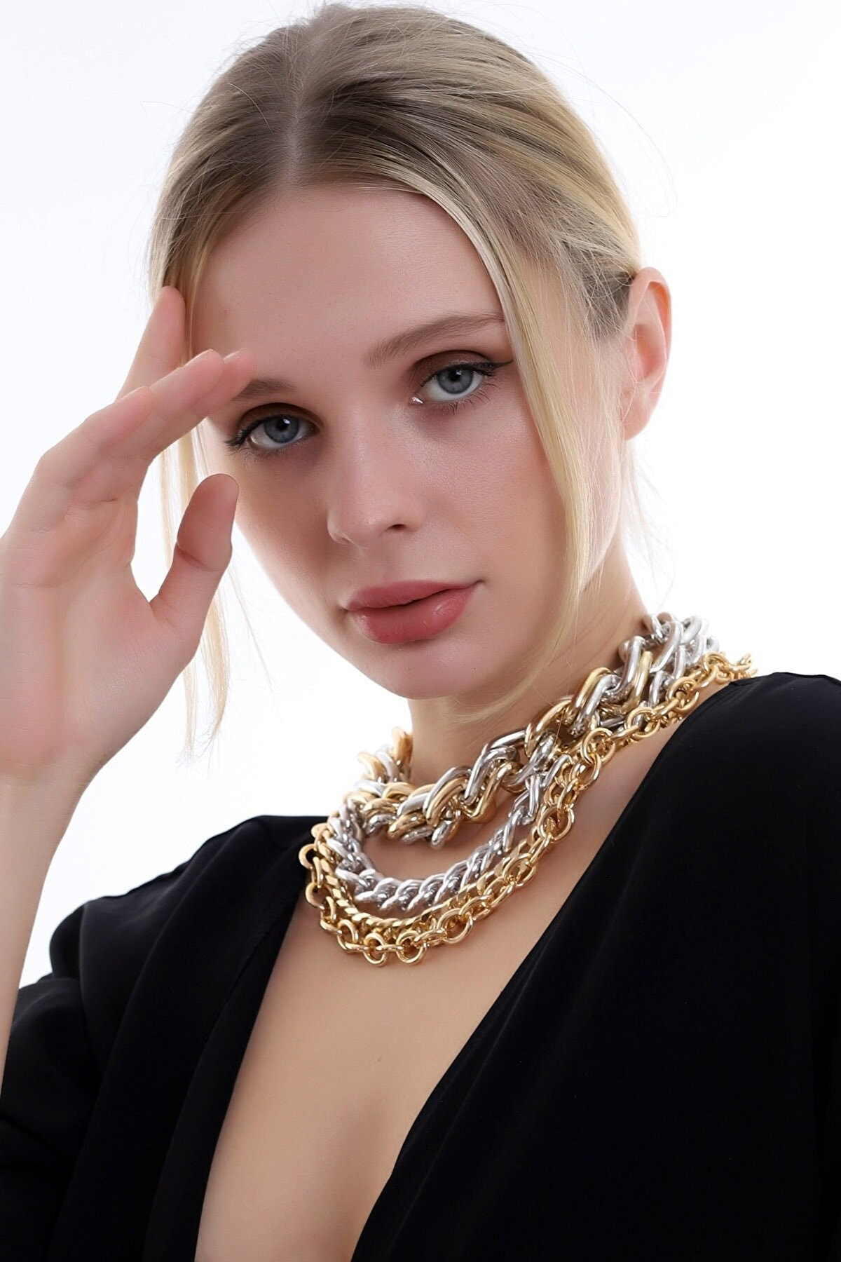 Özel Tasarım Zarif Şık Kat Kat Zincir Kolye